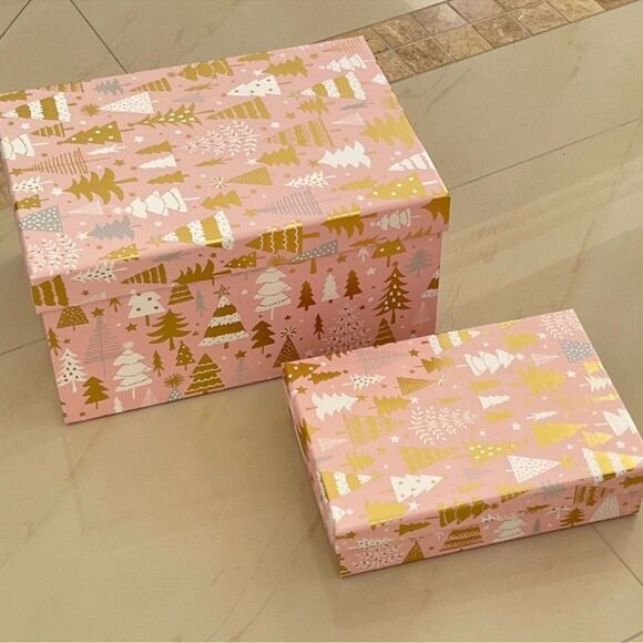 Set of 2 Pink Christmas Gift Boxes - Picture 8 of 9